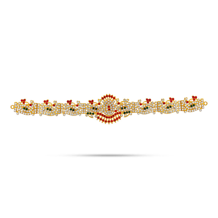 Hip Belt - 12 Inches | Waist Belt/ Multicolour Stone Belt/ Artificial Jewelry for Deity - Waist & Leg Accessories