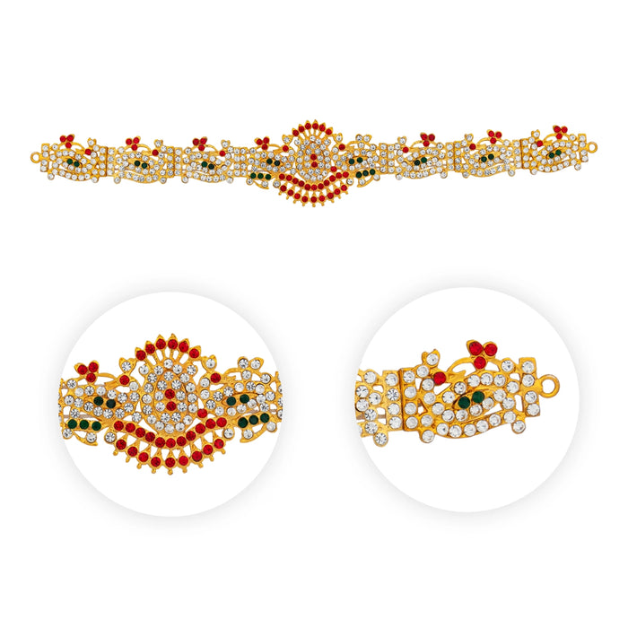 Hip Belt - 12 Inches | Waist Belt/ Multicolour Stone Belt/ Artificial Jewelry for Deity - Waist & Leg Accessories