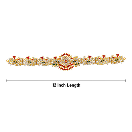 Hip Belt - 12 Inches | Waist Belt/ Multicolour Stone Belt/ Artificial Jewelry for Deity - Waist & Leg Accessories