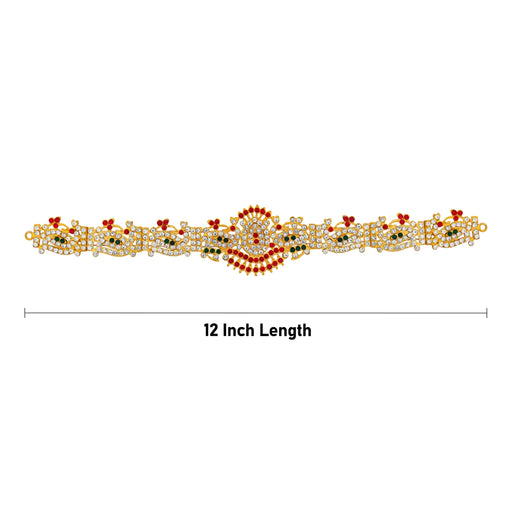 Hip Belt - 12 Inches | Waist Belt/ Multicolour Stone Belt/ Artificial Jewelry for Deity - Waist & Leg Accessories