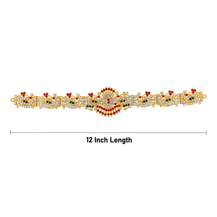 Hip Belt - 12 Inches | Waist Belt/ Multicolour Stone Belt/ Artificial Jewelry for Deity - Waist & Leg Accessories