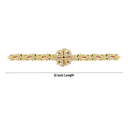 Hip Belt - 2 x 12 Inches | Waist Belt/ Stone Jewellery/ Multicolour Stone Belt for Deity - Waist & Leg Accessories