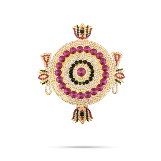 Shankh Chakra Pair - 8 x 6.5 Inches | Multicolour Stone Shanka Chakra/ Vishnu Shankha Chakra for Deity Decor - Deity Accessories