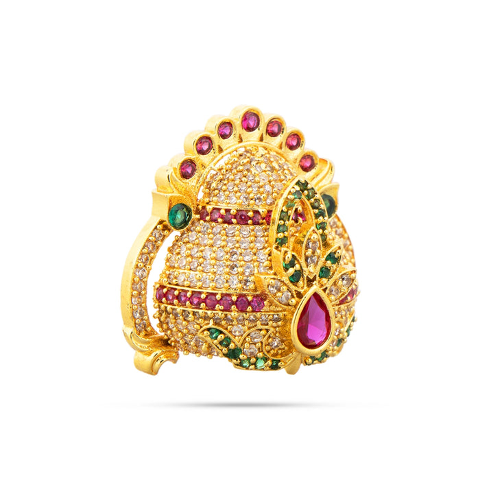 Half Crown - 1 x 1.25 Inches | Multicolour Stone Half Kireedam/ Half Mukut/ Half Kiridam for Deity - Head & Face Accessories