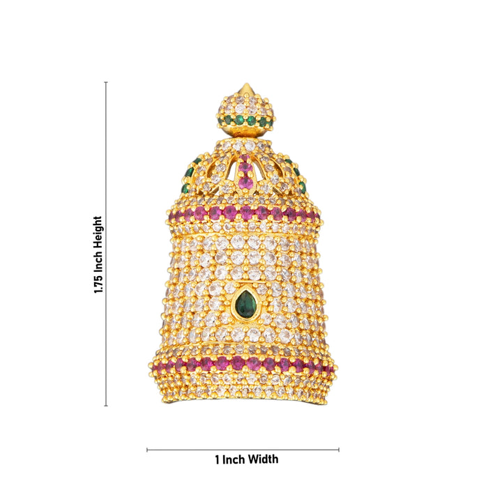 Half Crown - 1.75 x 1 Inches | Multicolour Stone Half Mukut/ Half Kiridam/ Half Turban for Deity - Head & Face Accessories