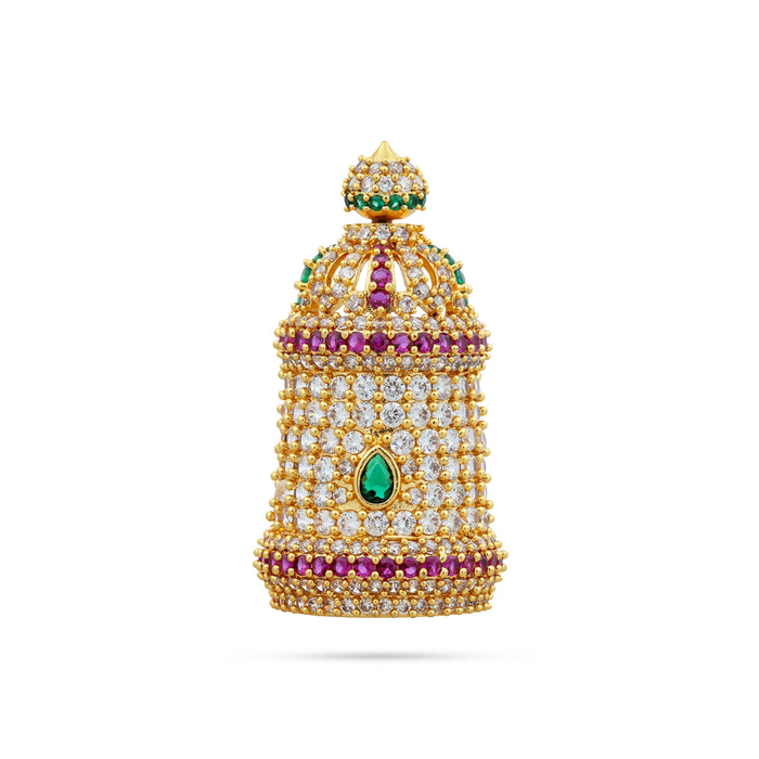 Half Crown - 2.25 x 1 Inches | Multicolour AD Stone Kireedam/ Kiridam/ Mukut for Deity Decor - Head & Face Accessories