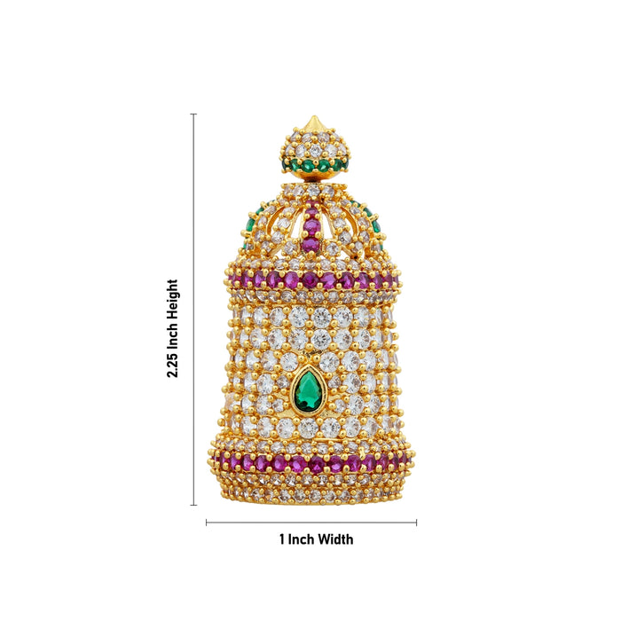 Half Crown - 2.25 x 1 Inches | Multicolour AD Stone Kireedam/ Kiridam/ Mukut for Deity Decor - Head & Face Accessories