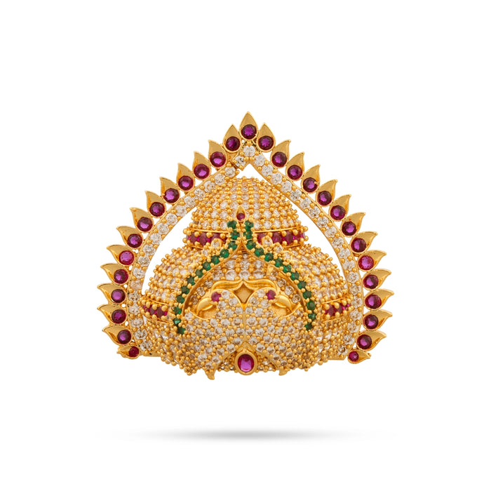 Half Crown With Arch - 2.5 x 2.75 Inches | Multicolour Stone Kireedam/ Stone Kiridam for Deity - Head & Face Accessories