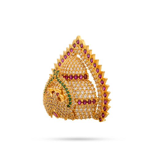 Half Crown With Arch - 2.5 x 2.75 Inches | Multicolour Stone Kireedam/ Stone Kiridam for Deity - Head & Face Accessories