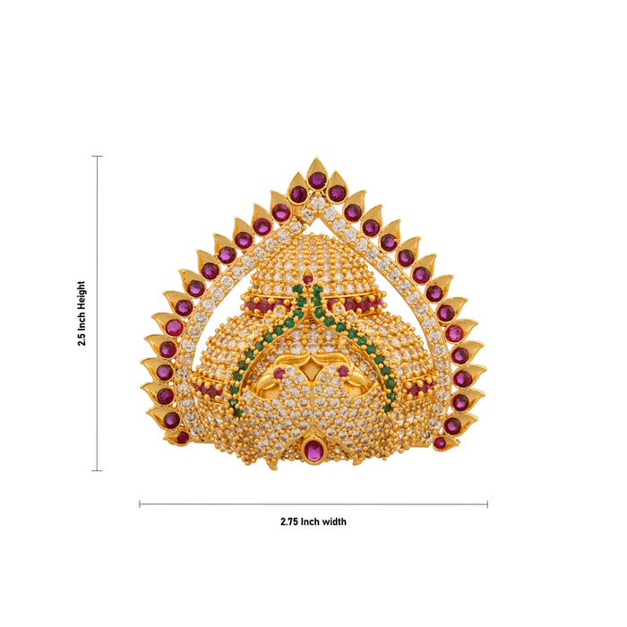 Half Crown With Arch - 2.5 x 2.75 Inches | Multicolour Stone Kireedam/ Stone Kiridam for Deity - Head & Face Accessories