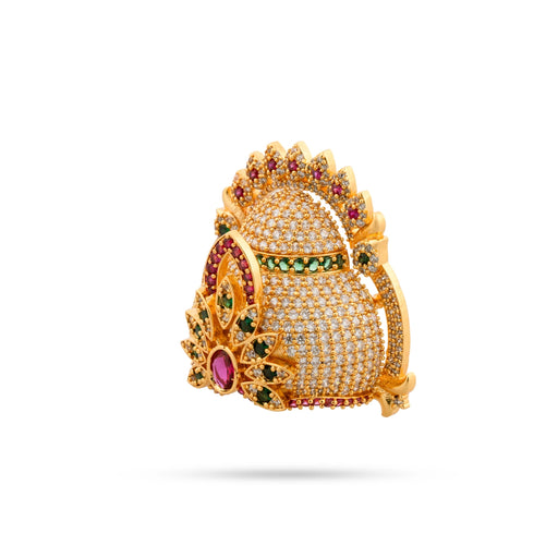 Half Crown With Arch - 2 x 2.25 Inches | Multicolour Stone Kiridam/ Stone Kireedam for Deity - Head & Face Accessories