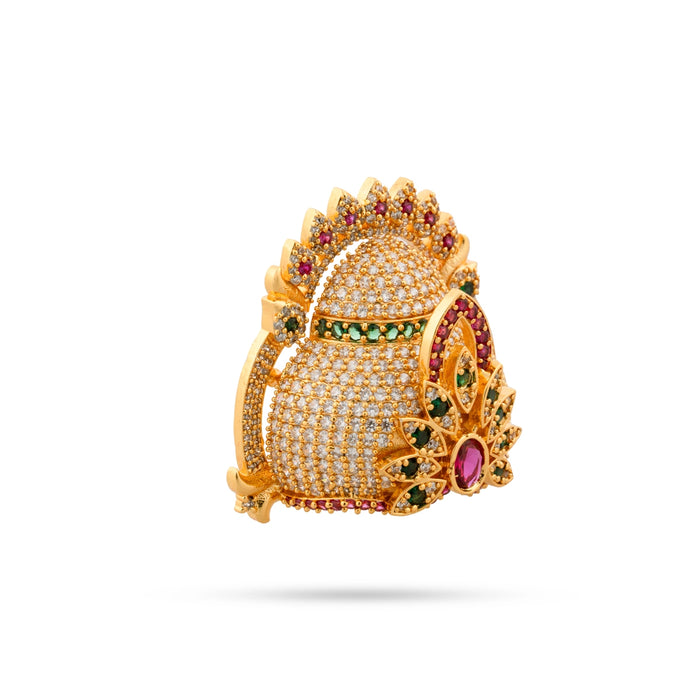 Half Crown With Arch - 2 x 2.25 Inches | Multicolour Stone Kiridam/ Stone Kireedam for Deity - Head & Face Accessories