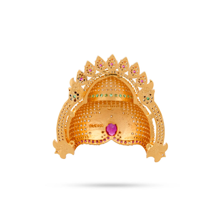 Half Crown With Arch - 2 x 2.25 Inches | Multicolour Stone Kiridam/ Stone Kireedam for Deity - Head & Face Accessories