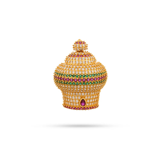 Half Crown - 2.5 x 2 Inches | Multicolour Stone Vairamudi Kireedam/ Stone Mukut for Deity - Head & Face Accessories