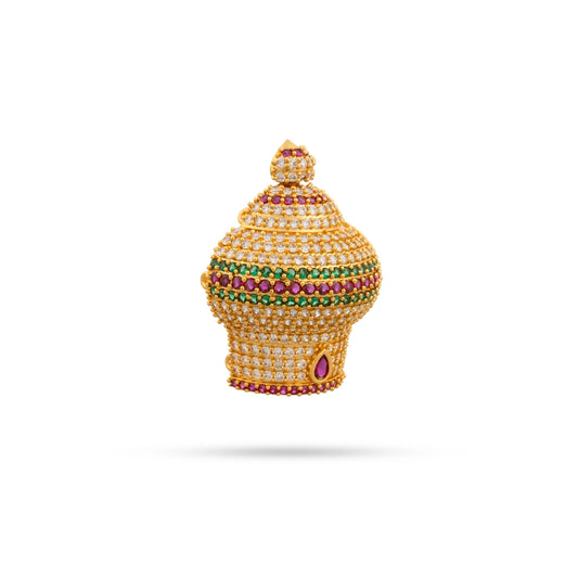 Half Crown - 2.5 x 2 Inches | Multicolour Stone Vairamudi Kireedam/ Stone Mukut for Deity - Head & Face Accessories