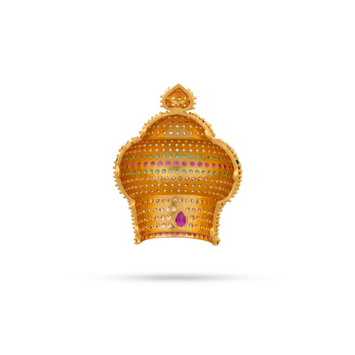 Half Crown - 2.5 x 2 Inches | Multicolour Stone Vairamudi Kireedam/ Stone Mukut for Deity - Head & Face Accessories