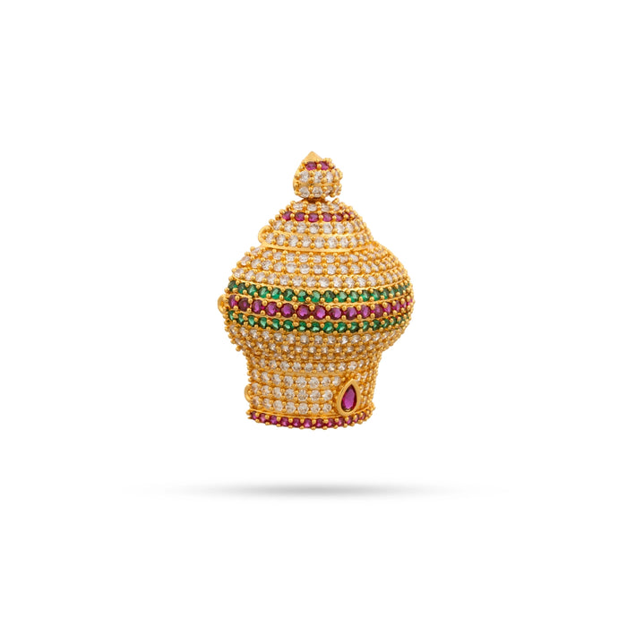 Half Crown - 2 x 1.5 Inches | Multicolour Stone Vairamudi Kireedam/ Stone Mukut for Deity - Head & Face Accessories