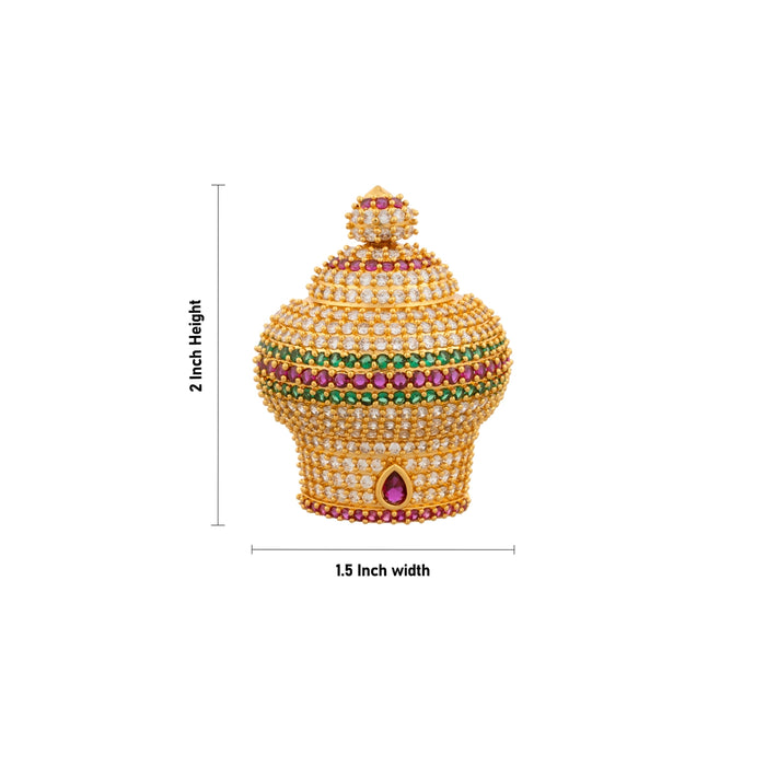 Half Crown - 2 x 1.5 Inches | Multicolour Stone Vairamudi Kireedam/ Stone Mukut for Deity - Head & Face Accessories