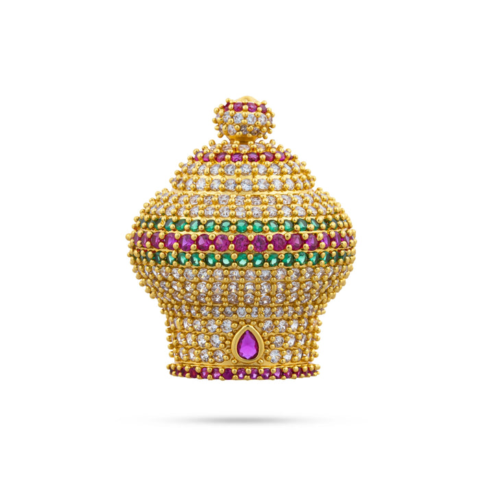 Half Crown - 1.5 x 1.25 Inches | Multicolour Stone Mukut/ Stone Kireedam for Deity - Head & Face Accessories