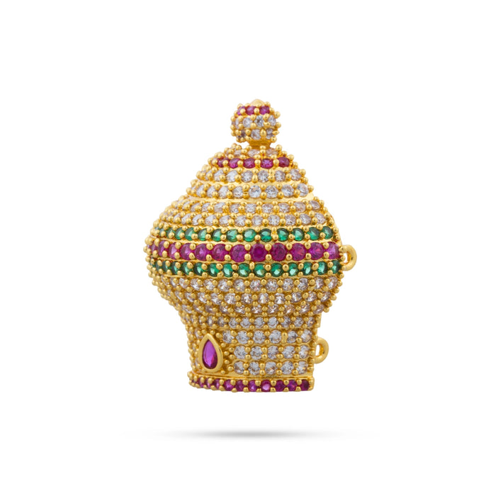 Half Crown - 1.5 x 1.25 Inches | Multicolour Stone Mukut/ Stone Kireedam for Deity - Head & Face Accessories