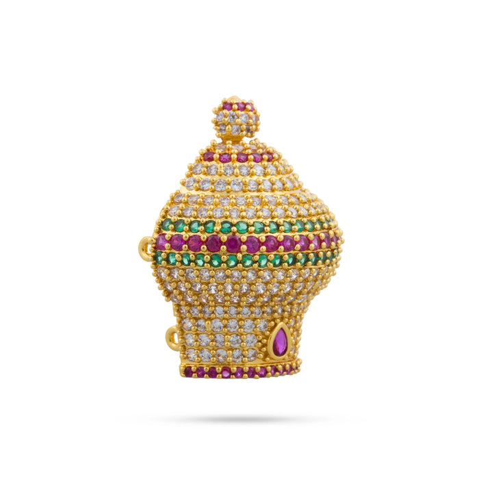 Half Crown - 1.5 x 1.25 Inches | Multicolour Stone Mukut/ Stone Kireedam for Deity - Head & Face Accessories