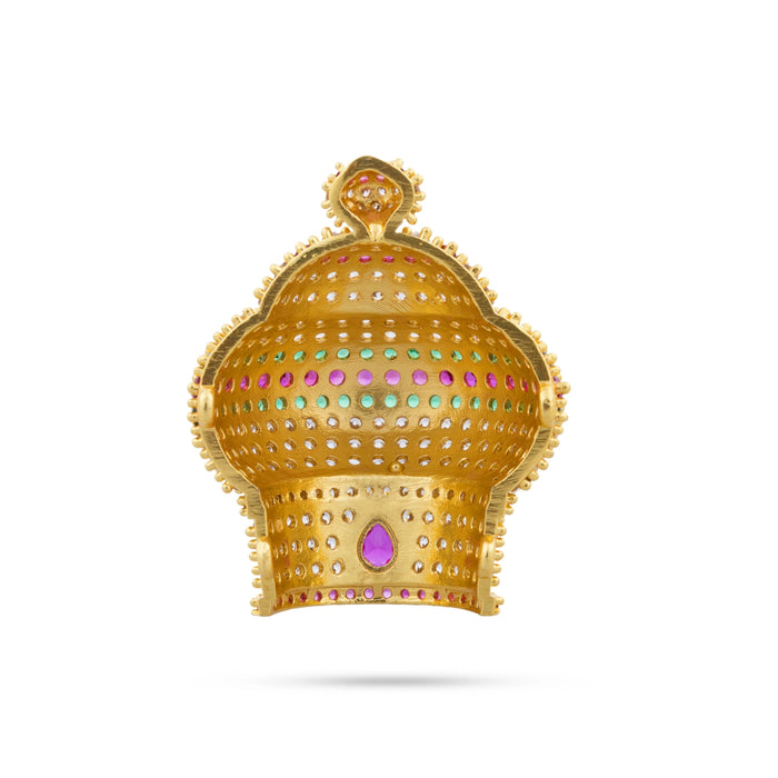 Half Crown - 1.5 x 1.25 Inches | Multicolour Stone Mukut/ Stone Kireedam for Deity - Head & Face Accessories