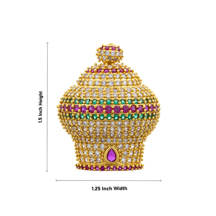 Half Crown - 1.5 x 1.25 Inches | Multicolour Stone Mukut/ Stone Kireedam for Deity - Head & Face Accessories