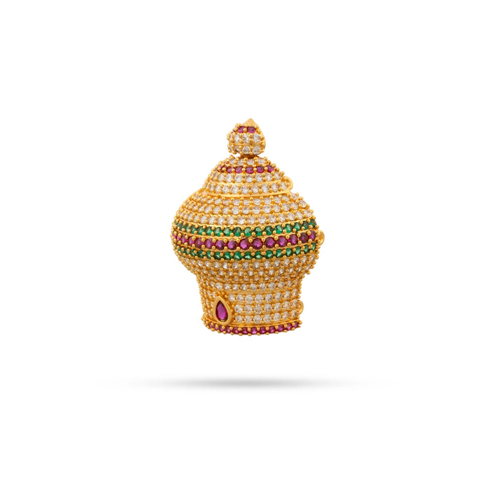 Half Crown - 1 x 1 Inches | Multicolour Stone Mukut/ Stone Kireedam/ Stone Kiridam for Deity - Head & Face Accessories