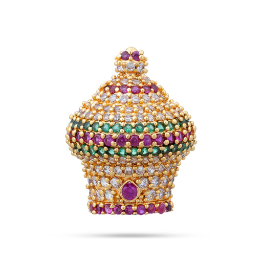 Half Stone Crown - 0.75 X 0.75 Inch | Multicolour AD Stone Kireedam/ Kiridam/ Mukut For Deity Decor - Head & Face Accessories