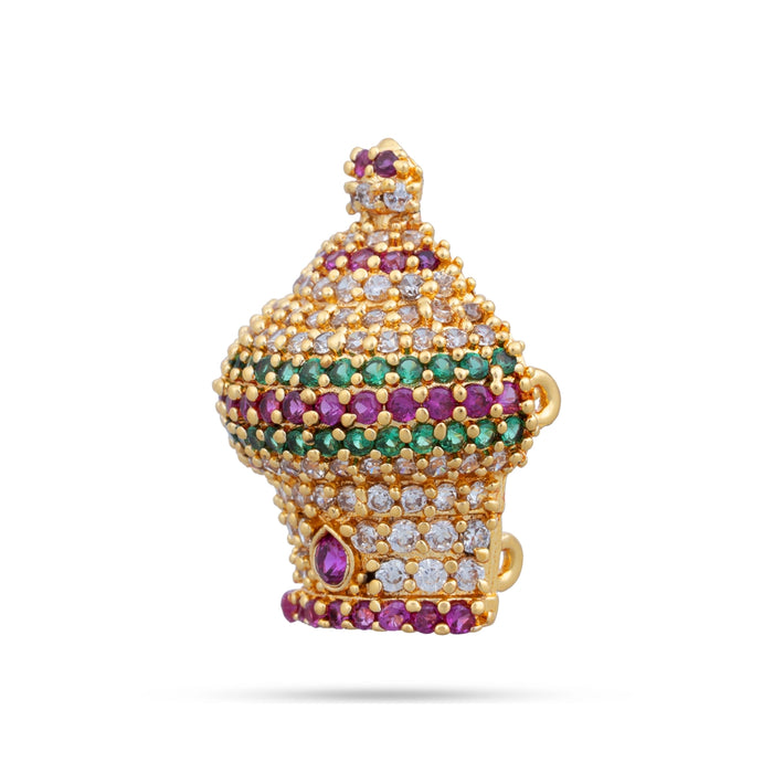 Half Stone Crown - 0.75 X 0.75 Inch | Multicolour AD Stone Kireedam/ Kiridam/ Mukut For Deity Decor - Head & Face Accessories