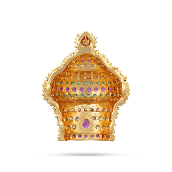 Half Stone Crown - 0.75 X 0.75 Inch | Multicolour AD Stone Kireedam/ Kiridam/ Mukut For Deity Decor - Head & Face Accessories