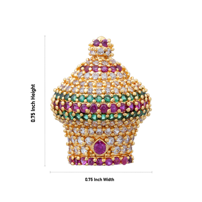 Half Stone Crown - 0.75 X 0.75 Inch | Multicolour AD Stone Kireedam/ Kiridam/ Mukut For Deity Decor - Head & Face Accessories