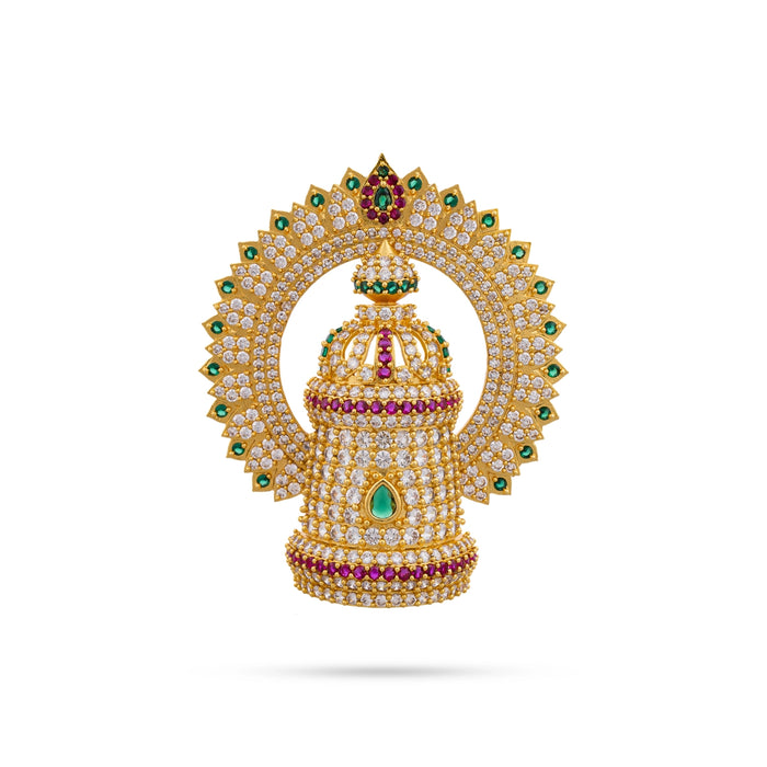 Half Crown With Arch - 4 x 3.5 Inches | Multicolour Stone Perumal Kireedam/ Stone Kiridam for Deity - Head & Face Accessories
