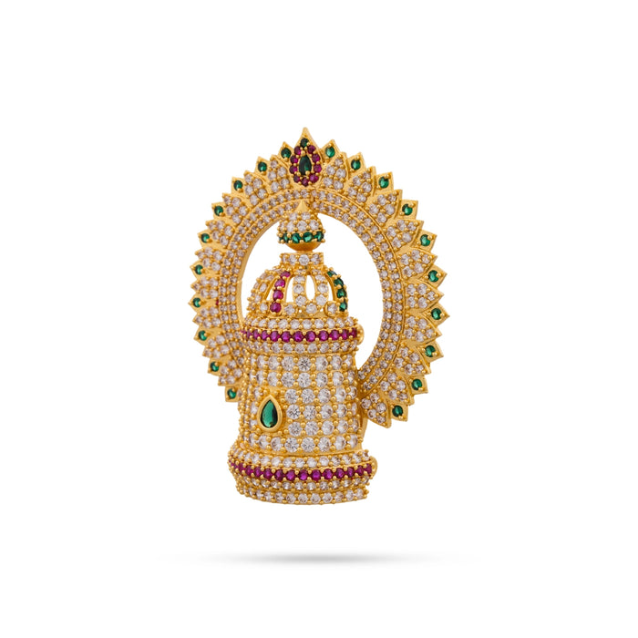 Half Crown With Arch - 4 x 3.5 Inches | Multicolour Stone Perumal Kireedam/ Stone Kiridam for Deity - Head & Face Accessories