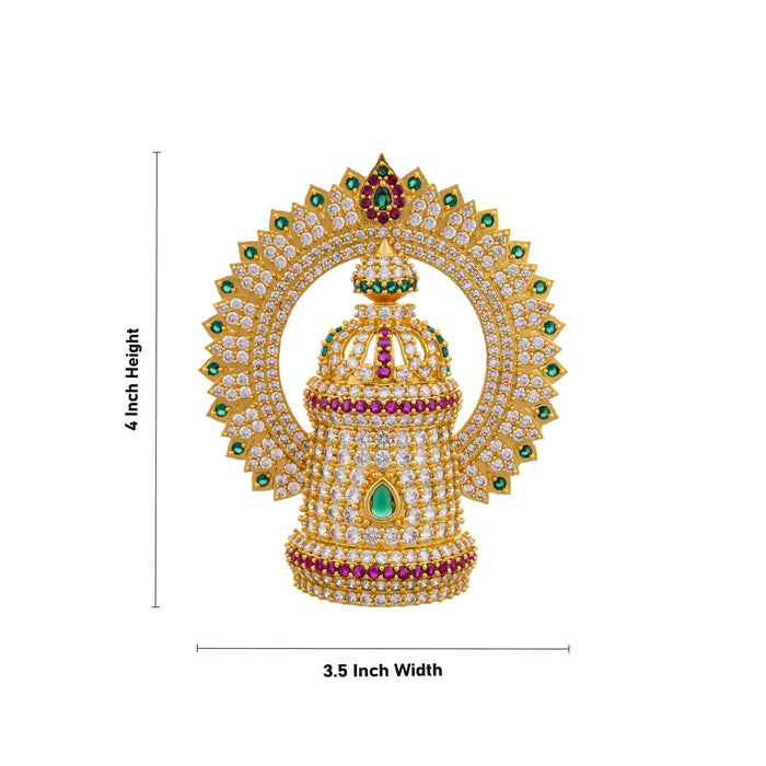 Half Crown With Arch - 4 x 3.5 Inches | Multicolour Stone Perumal Kireedam/ Stone Kiridam for Deity - Head & Face Accessories