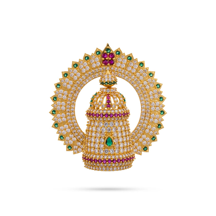 Half Crown With Arch - 3 x 3 Inches | Multicolour Stone Perumal Kiridam/ Stone Kireedam/ Stone Mukut for Deity - Head & Face Accessories