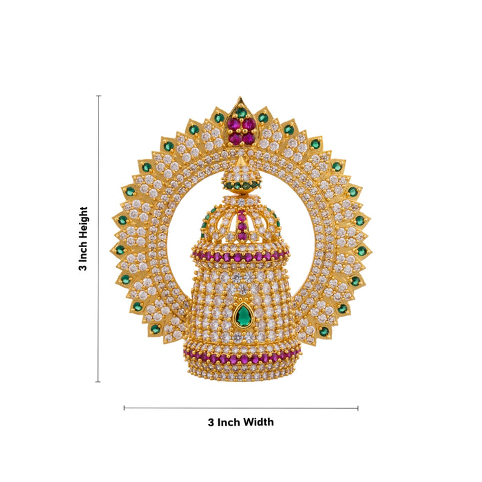 Half Crown With Arch - 3 x 3 Inches | Multicolour Stone Perumal Kiridam/ Stone Kireedam/ Stone Mukut for Deity - Head & Face Accessories