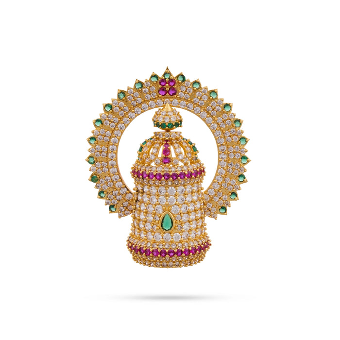 Half Crown With Arch - 2.75 x 2.25 Inches | Multicolour Stone Perumal Kireedam/ Stone Kiridam/ Mukut for Deity - Head & Face Accessories