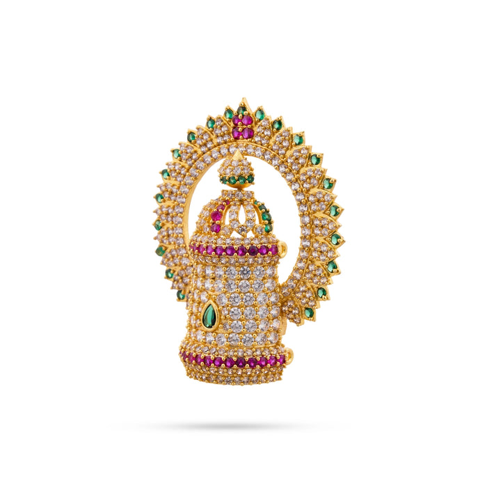 Half Crown With Arch - 2.75 x 2.25 Inches | Multicolour Stone Perumal Kireedam/ Stone Kiridam/ Mukut for Deity - Head & Face Accessories