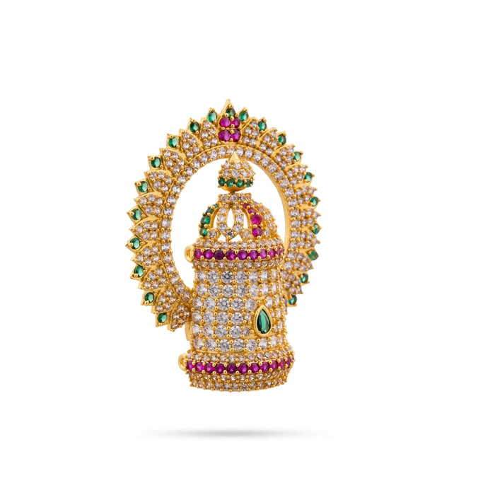 Half Crown With Arch - 2.75 x 2.25 Inches | Multicolour Stone Perumal Kireedam/ Stone Kiridam/ Mukut for Deity - Head & Face Accessories