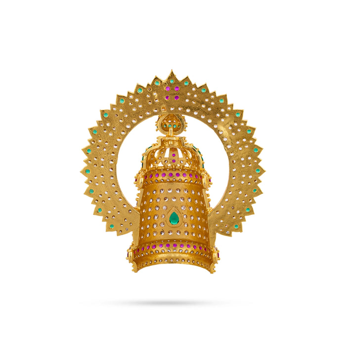 Half Crown With Arch - 2.75 x 2.25 Inches | Multicolour Stone Perumal Kireedam/ Stone Kiridam/ Mukut for Deity - Head & Face Accessories