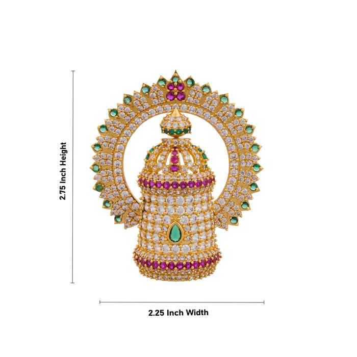 Half Crown With Arch - 2.75 x 2.25 Inches | Multicolour Stone Perumal Kireedam/ Stone Kiridam/ Mukut for Deity - Head & Face Accessories