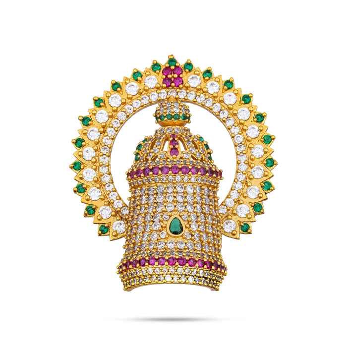 Half Crown With Arch - 2 x 1.75 Inches | Multicolour Stone Kireedam/ Perumal Stone Kiridam for Deity - Head & Face Accessories