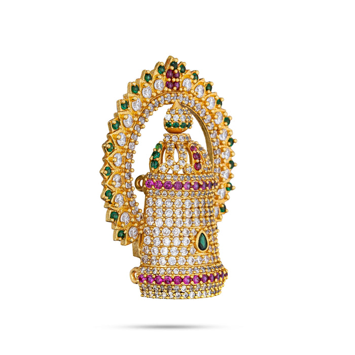 Half Crown With Arch - 2 x 1.75 Inches | Multicolour Stone Kireedam/ Perumal Stone Kiridam for Deity - Head & Face Accessories