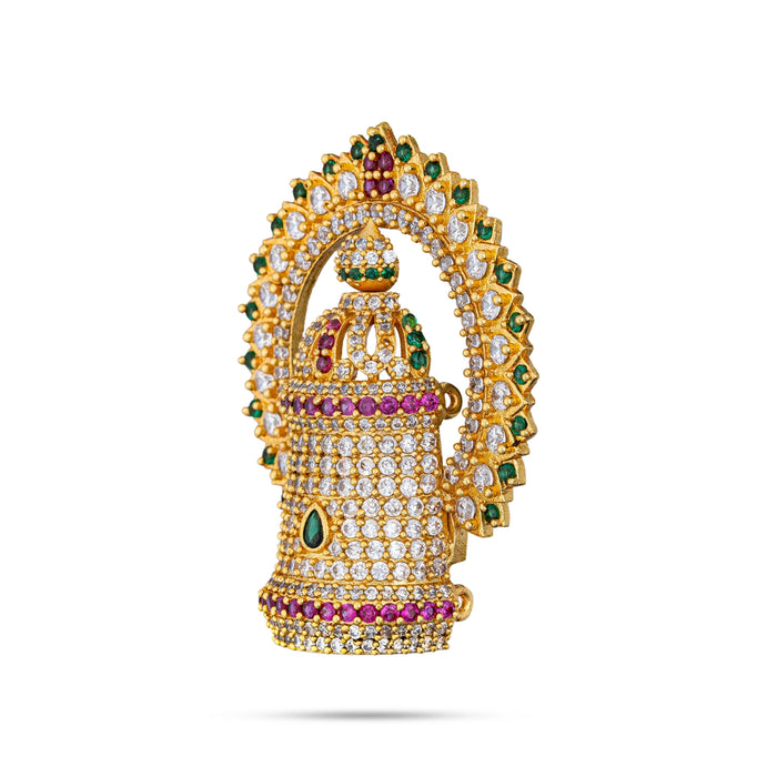 Half Crown With Arch - 2 x 1.75 Inches | Multicolour Stone Kireedam/ Perumal Stone Kiridam for Deity - Head & Face Accessories