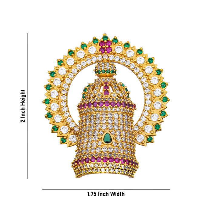 Half Crown With Arch - 2 x 1.75 Inches | Multicolour Stone Kireedam/ Perumal Stone Kiridam for Deity - Head & Face Accessories