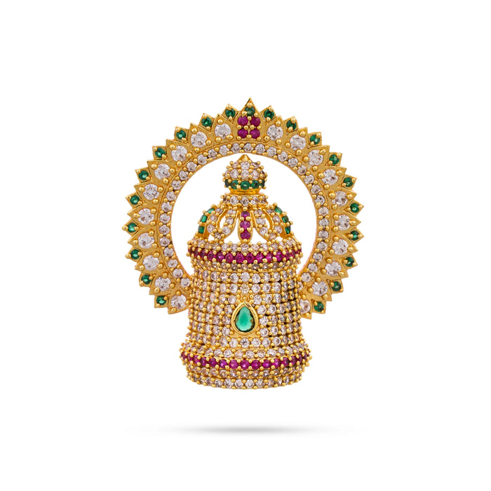 Half Crown With Arch - 1.5 x 1.5 Inches | Multicolour Stone Perumal Kireedam/ Stone Kiridam for Deity - Head & Face Accessories