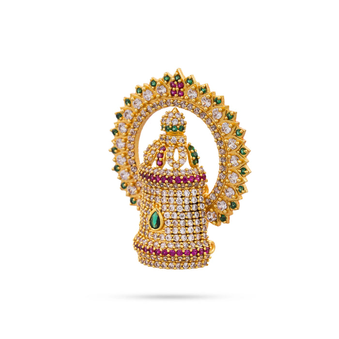 Half Crown With Arch - 1.5 x 1.5 Inches | Multicolour Stone Perumal Kireedam/ Stone Kiridam for Deity - Head & Face Accessories