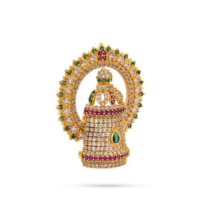 Half Crown With Arch - 1.5 x 1.5 Inches | Multicolour Stone Perumal Kireedam/ Stone Kiridam for Deity - Head & Face Accessories
