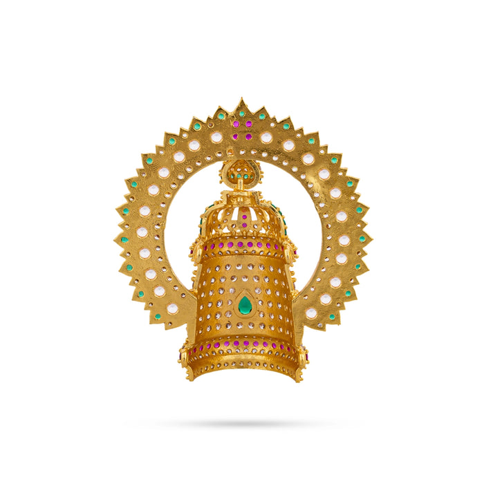 Half Crown With Arch - 1.5 x 1.5 Inches | Multicolour Stone Perumal Kireedam/ Stone Kiridam for Deity - Head & Face Accessories